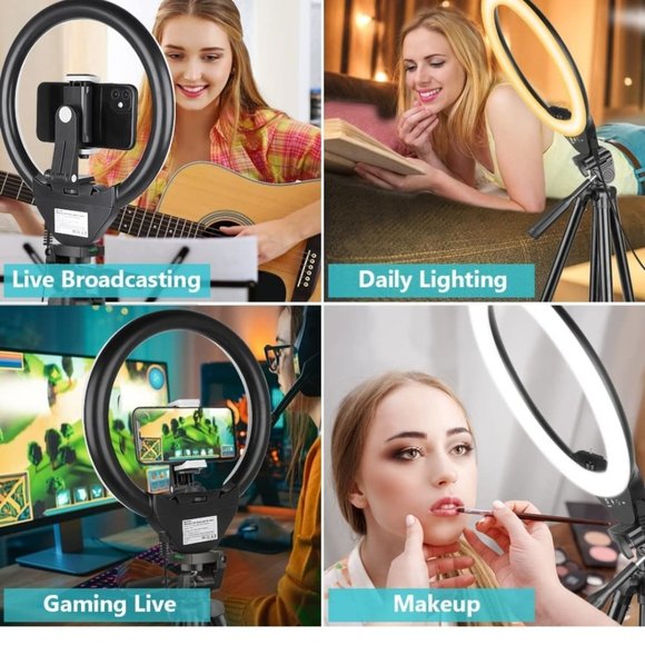 LED Selfie Ring Light With 210cm Tripod Stand Phone Holder With Ring Light Mobile Phone Holde For Live Streaming 直播补光灯自拍 I.526990761